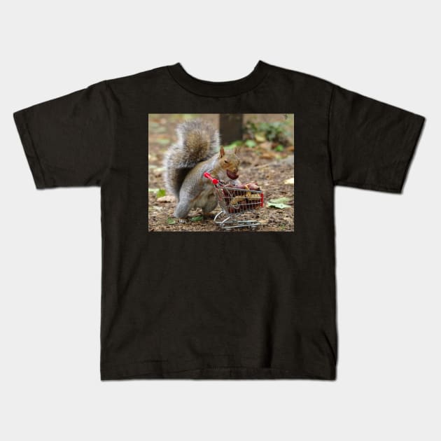 squirrel with shopping cart Kids T-Shirt by Simon-dell